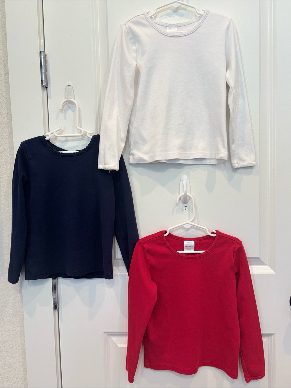 Hanna Andersson Girls Long Sleeve Tee Bundle Red White Navy Crewneck Size 5